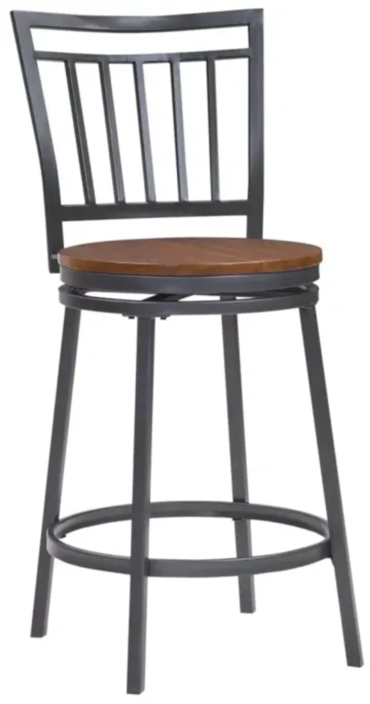 American Woodcrafters Filmore Stool with Back Metal Frame in Slate Grey with Golden Oak Seat