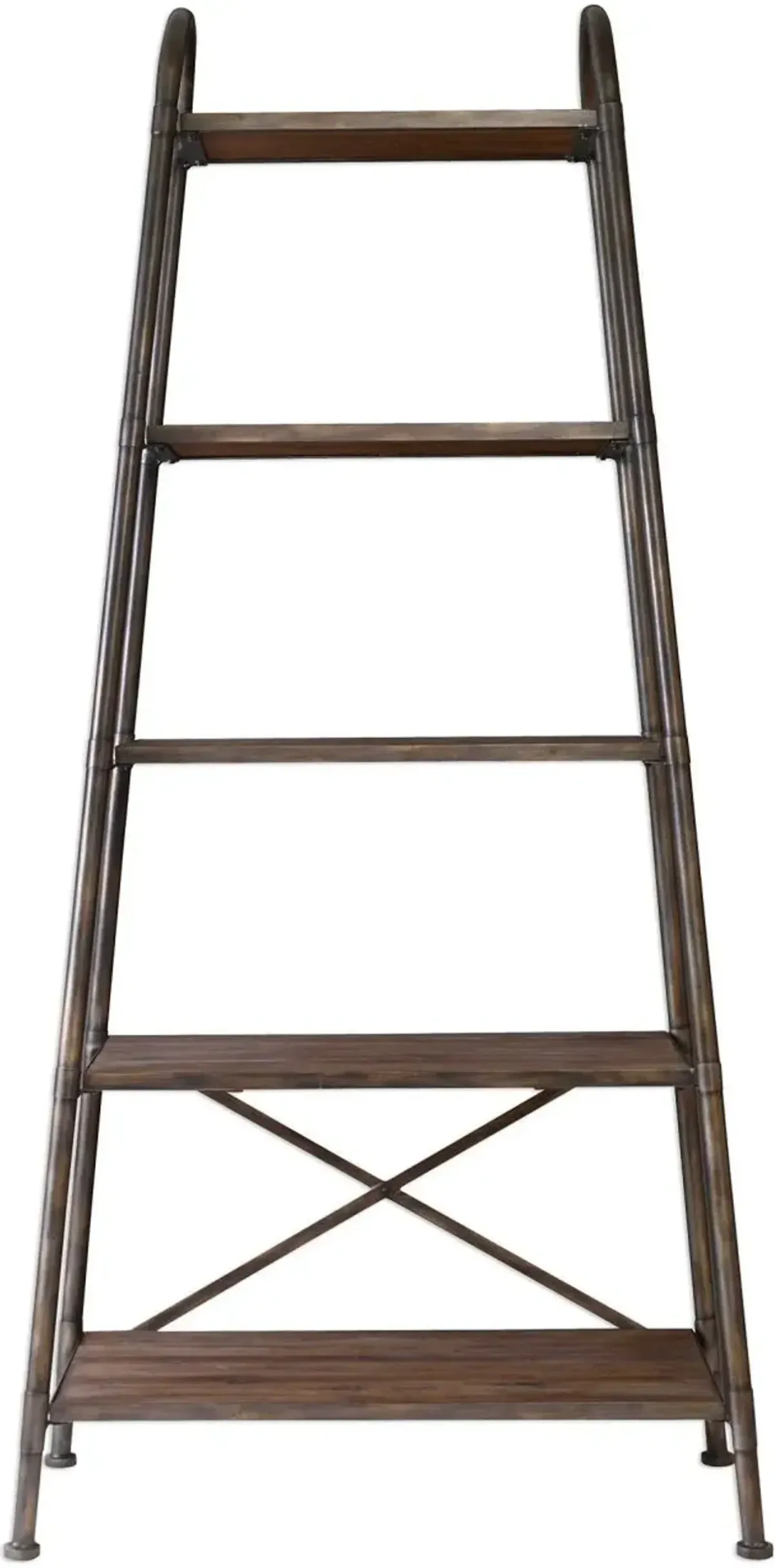 Uttermost Zosar Urban Industrial Walnut Etagere Bookcase