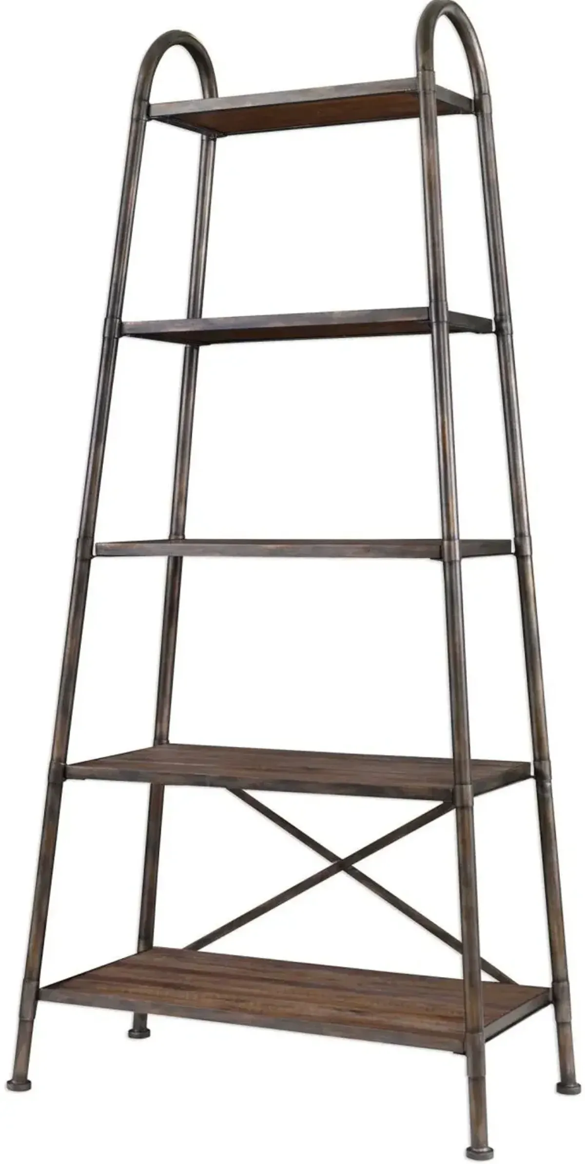 Uttermost Zosar Urban Industrial Walnut Etagere Bookcase