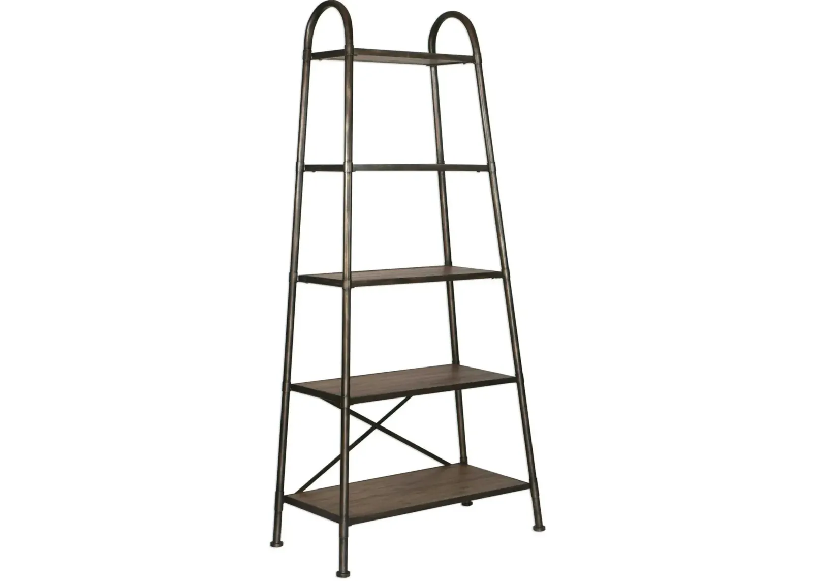 Uttermost Zosar Urban Industrial Walnut Etagere Bookcase