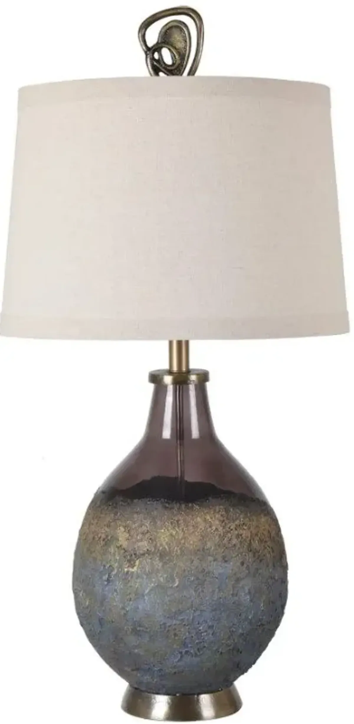 Crestview Kai Blue/White Molten Earth Texture Table Lamp with Special Finial