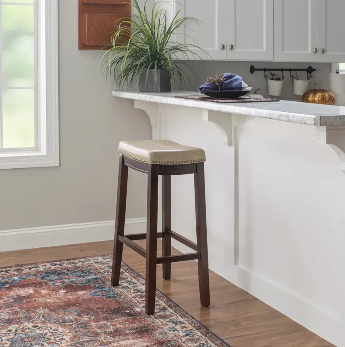 Linon Claridge Beige Bar Stool