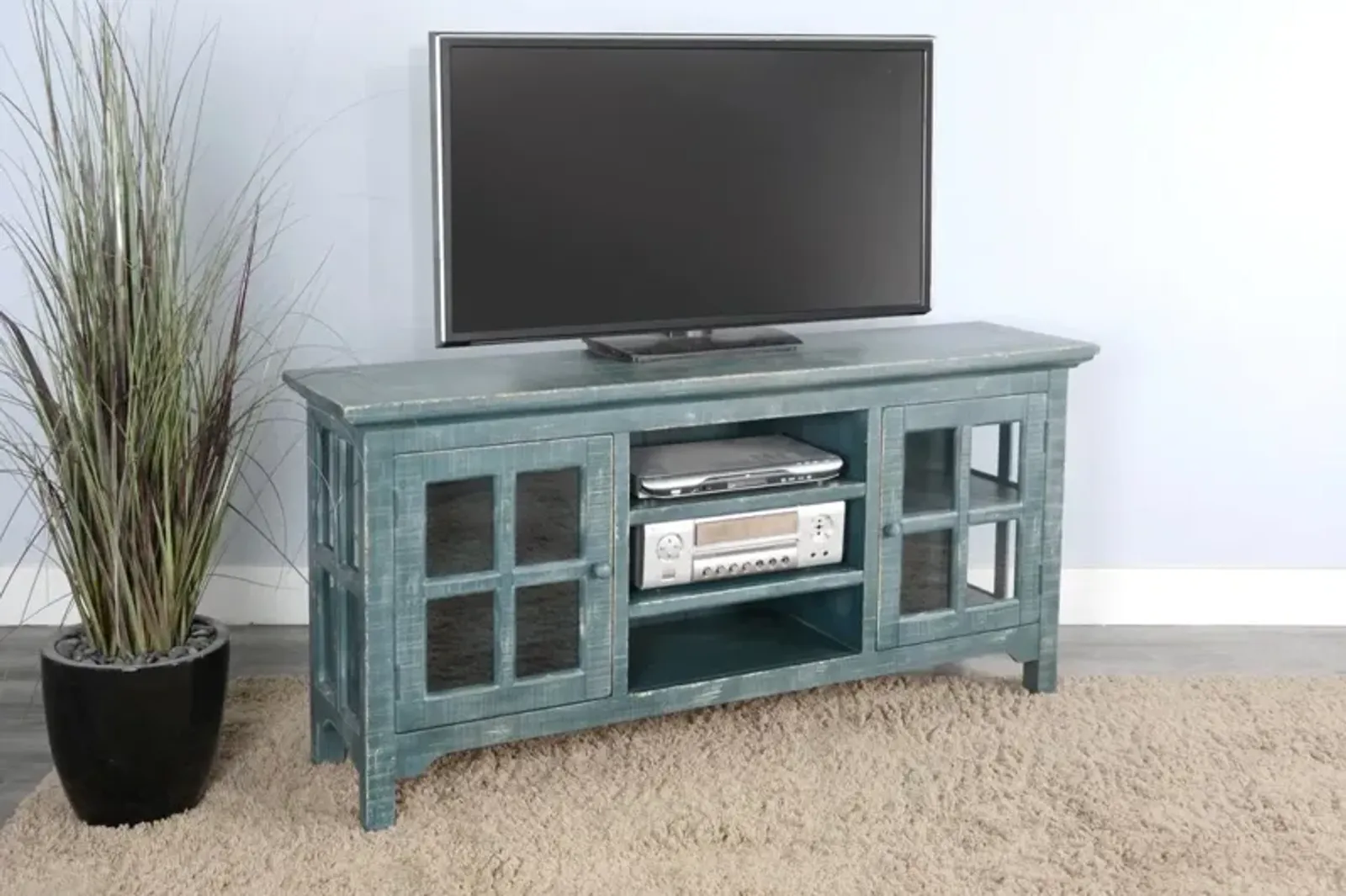 Sunny Designs Marina Seagrass TV Stand Console