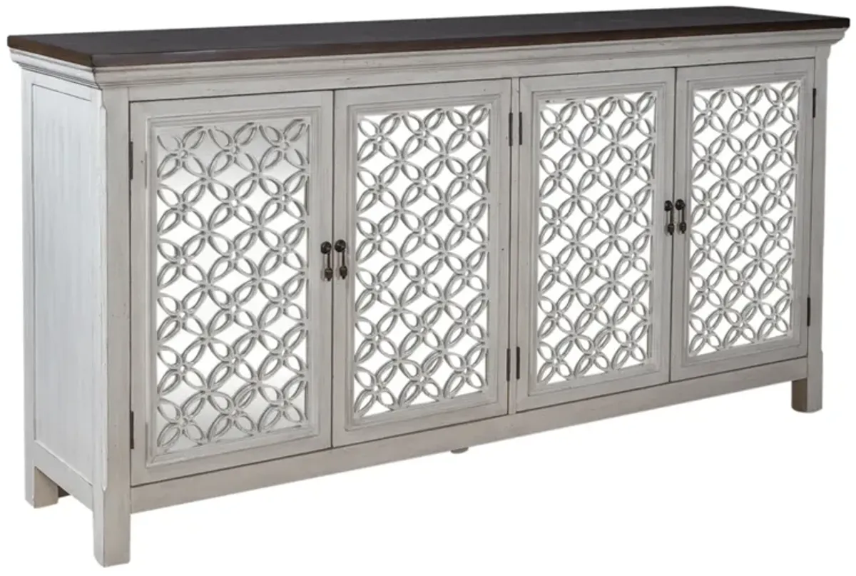 Liberty Furniture Westridge Antique White/Wire Brushed Gray 4-Door Accent Cabinet