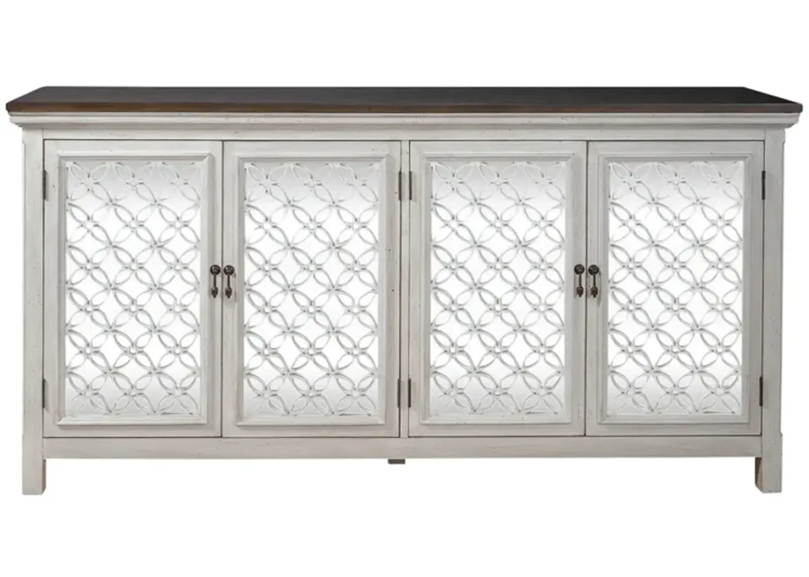 Liberty Furniture Westridge Antique White/Wire Brushed Gray 4-Door Accent Cabinet