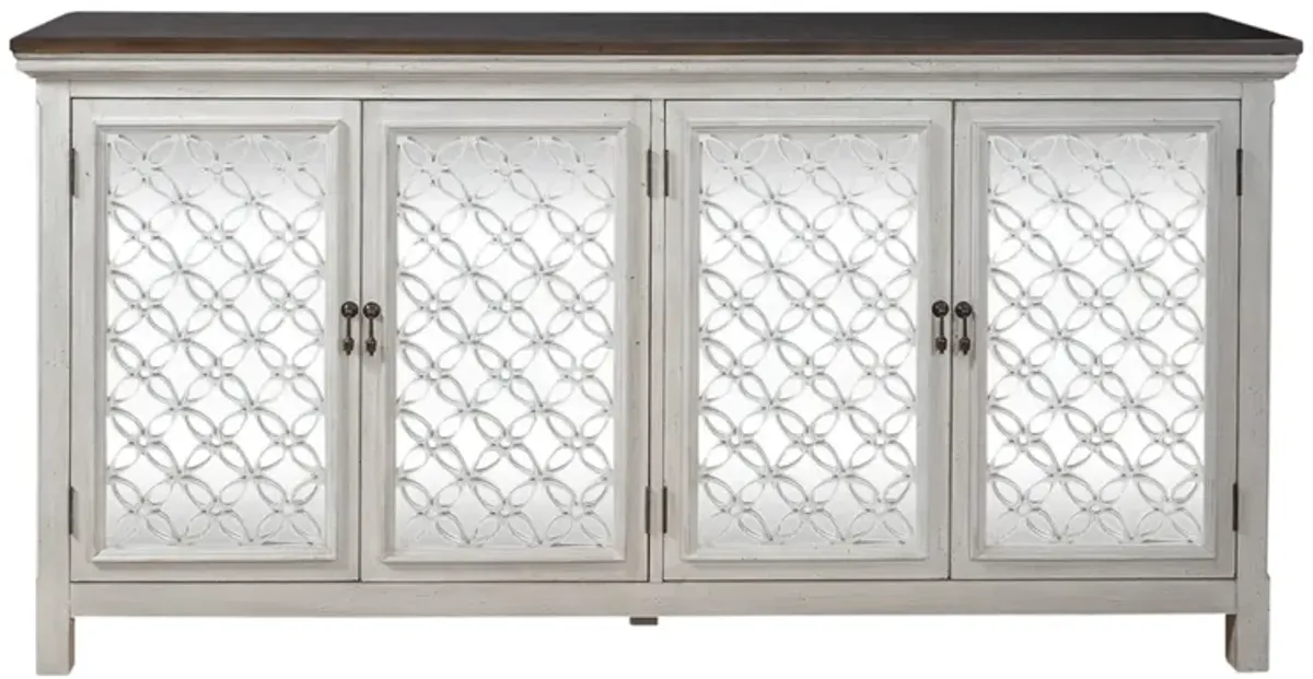 Liberty Furniture Westridge Antique White/Wire Brushed Gray 4-Door Accent Cabinet