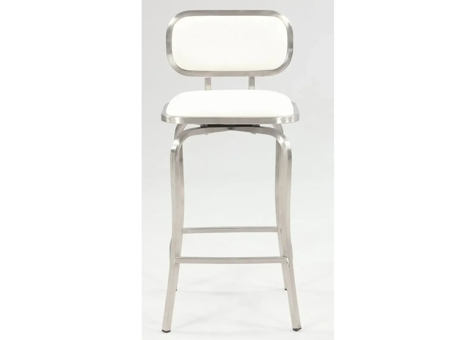 Chintaly White Modern Counter-Height Stool with Memory Swivel