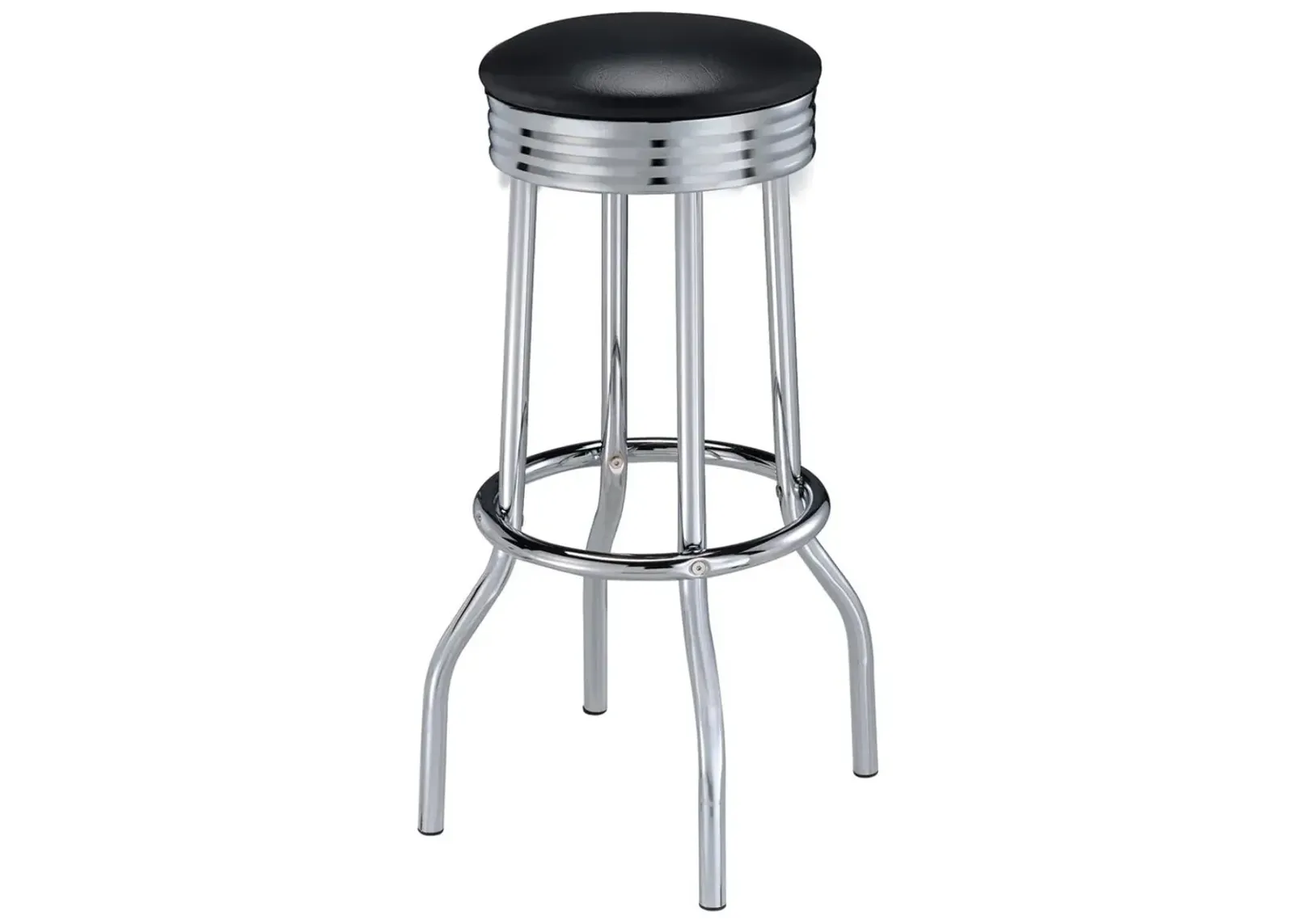 Coaster Retro Upholstered Metal Swivel Bar Stool Black