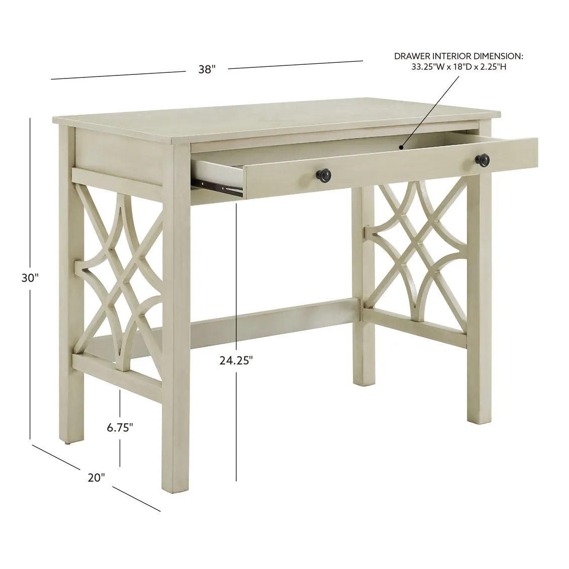 WHITLEY ANTIQUE WHITE DESK