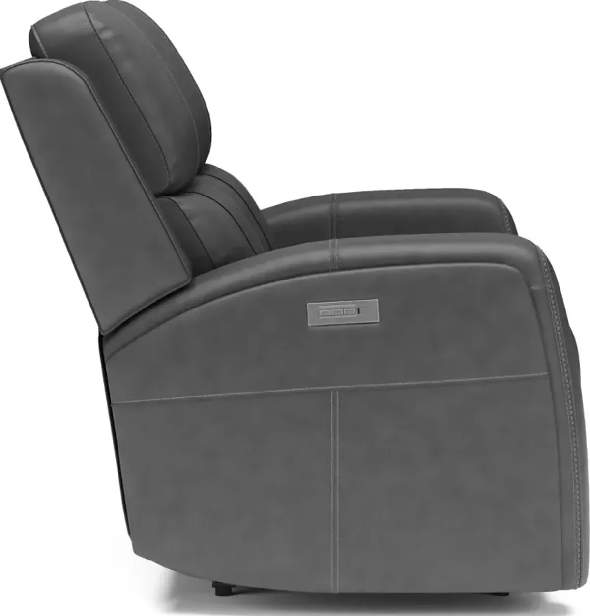 Flexsteel Linden Black Power Reclining Leather Loveseat with Power Headrests & Lumbar