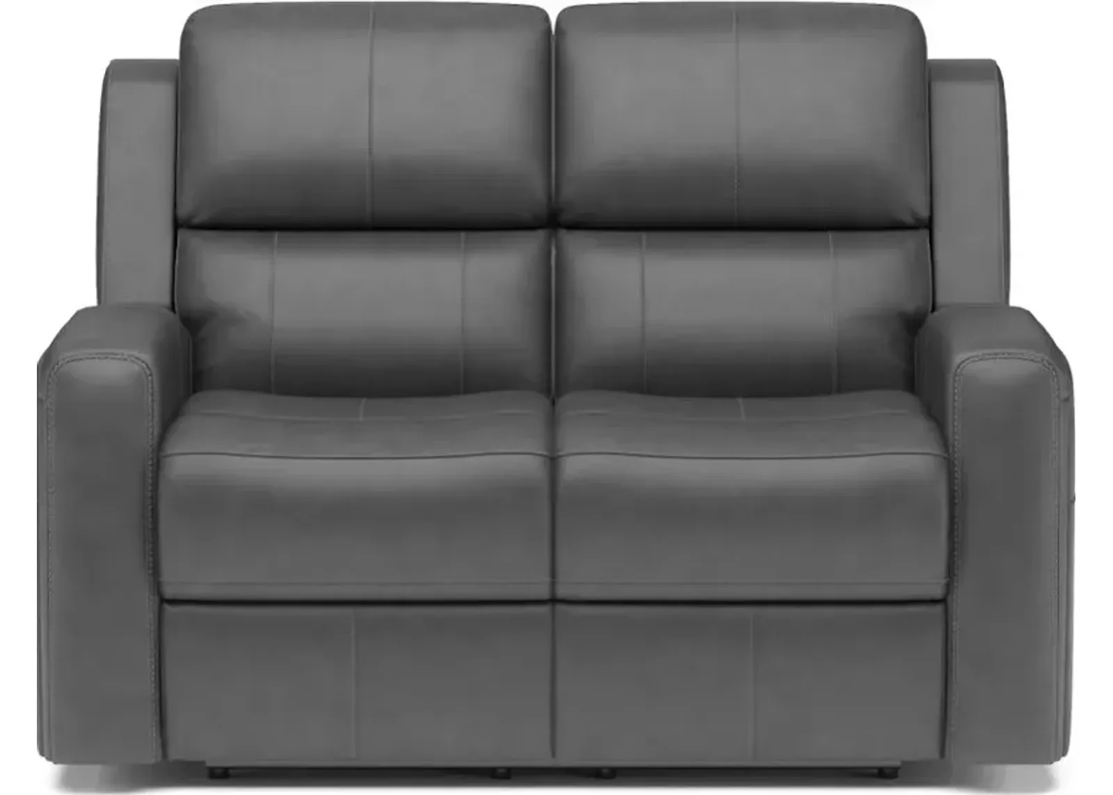 Flexsteel Linden Black Power Reclining Leather Loveseat with Power Headrests & Lumbar