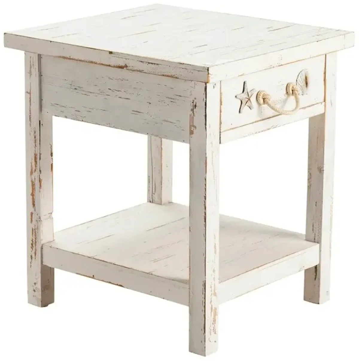 Crestview Seaside White Coastal End Table