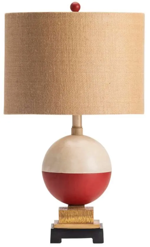 BOBBER RED, WHITE, & BROWN TABLE LAMP