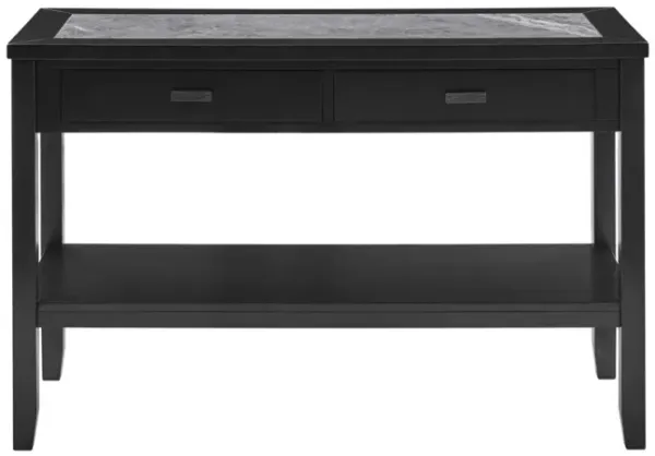 Steve Silver Garvine Gray Sintered Stone Sofa Table In Midnight Finish