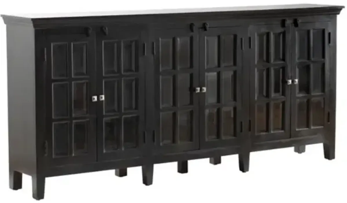 Crestview Bengal Manor Acacia Wood Large Window Pane Sideboard