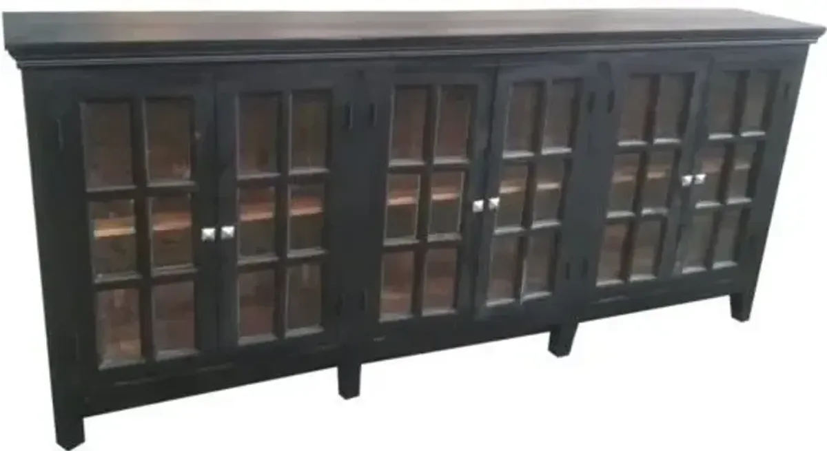 Crestview Bengal Manor Acacia Wood Large Window Pane Sideboard