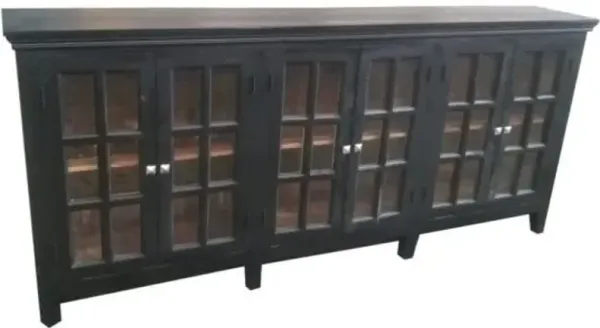Crestview Bengal Manor Acacia Wood Large Window Pane Sideboard