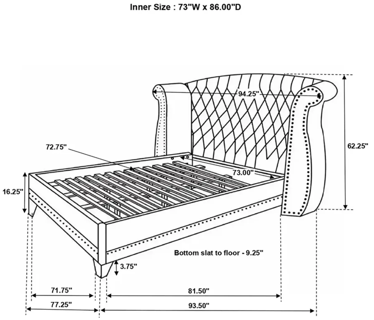 Coaster Barzini Upholstered California King Wingback Bed White