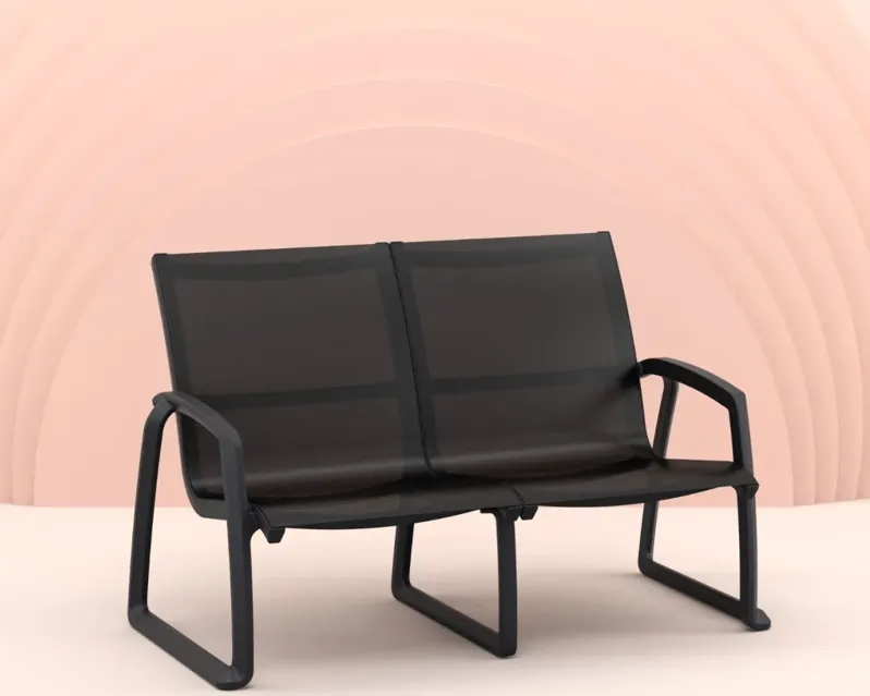 PACIFIC LOVESEAT WITH ARMS BLACK FRAME BLACK SLING