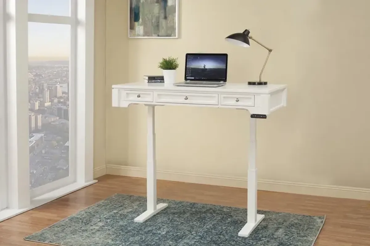 Boca Collection 57 Inch Power Lift Desk Cottage White Color by Hudson's