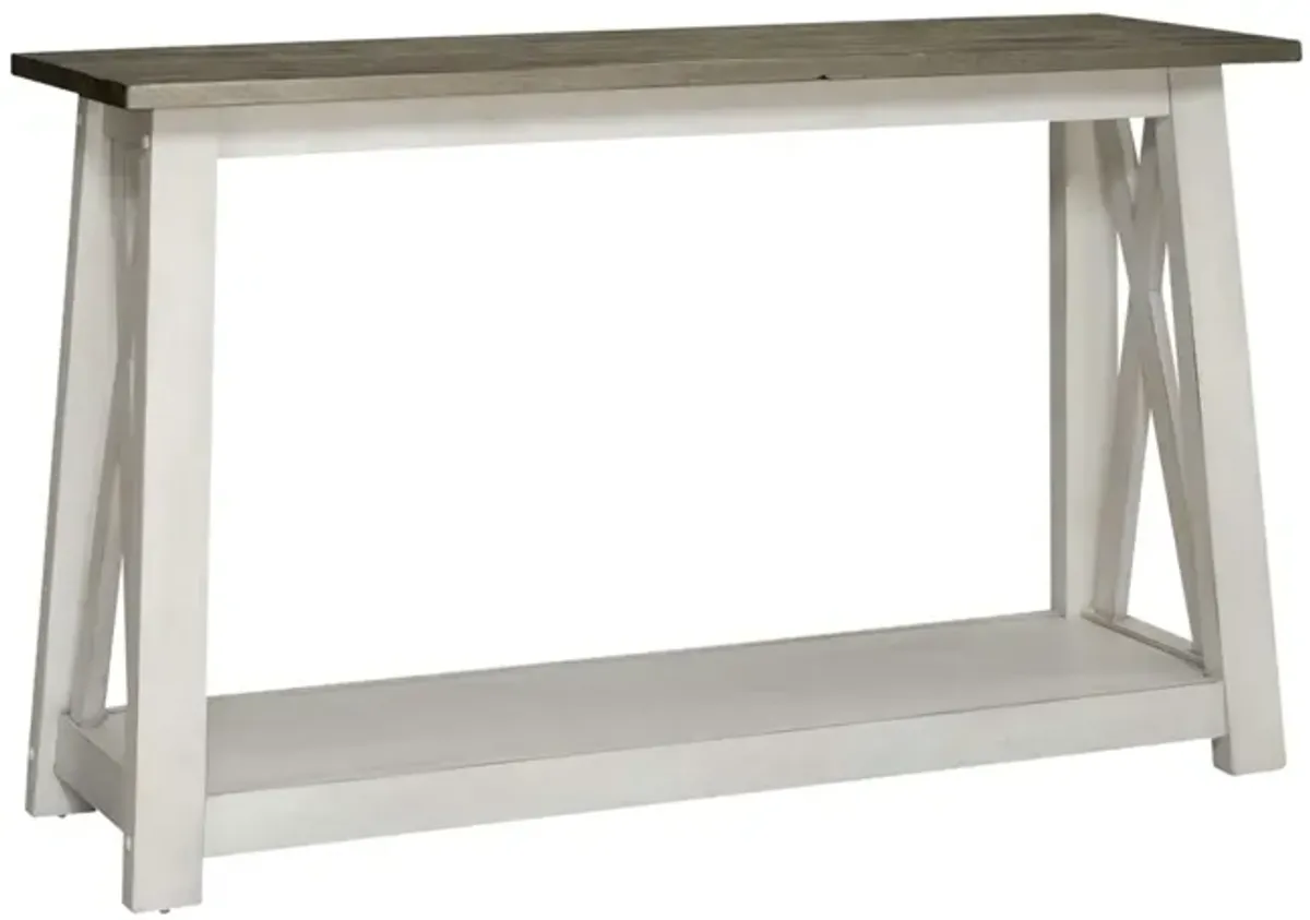 Liberty Furniture Laurel Bluff Antique White/Dust Grey Sofa Table