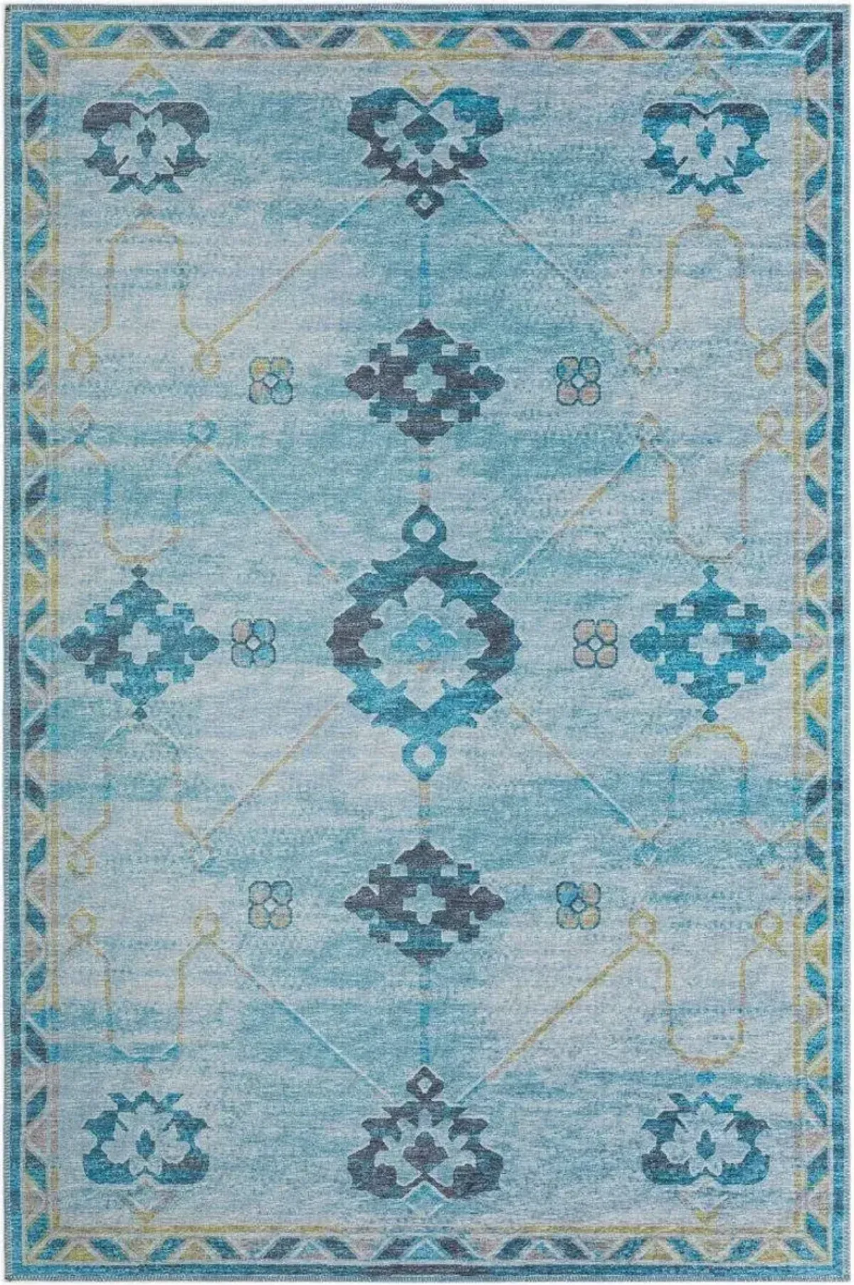 Dalyn Vintage Medallion 5'X8'Area Rug in Shades of Blue & Yellow