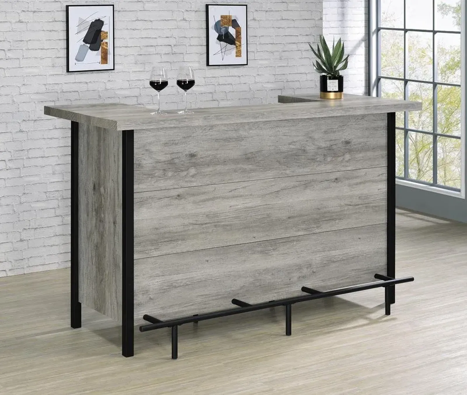 Coaster Bellemore Freestanding Home Bar Wine Cabinet Grey Driftwood