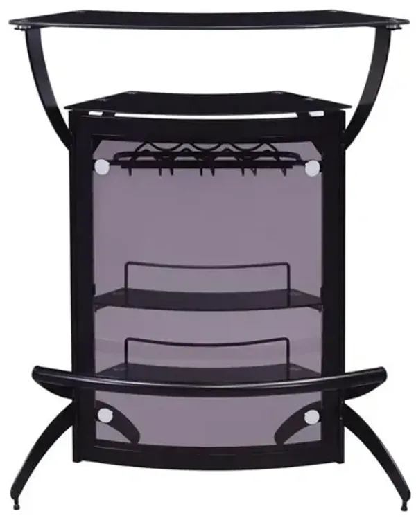 Coaster Dallas 2-Shelf Curved Freestanding Home Bar Cabinet Black