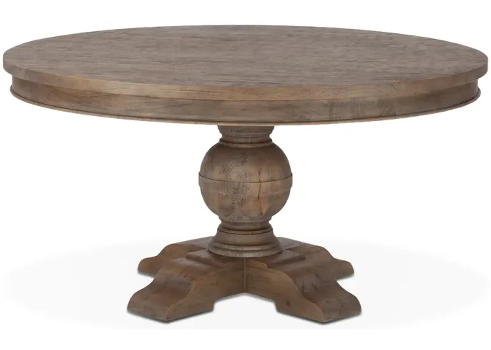 Home Trends Design Colonial Plantation 54" Round Dining Table in Weathered Teak Finish