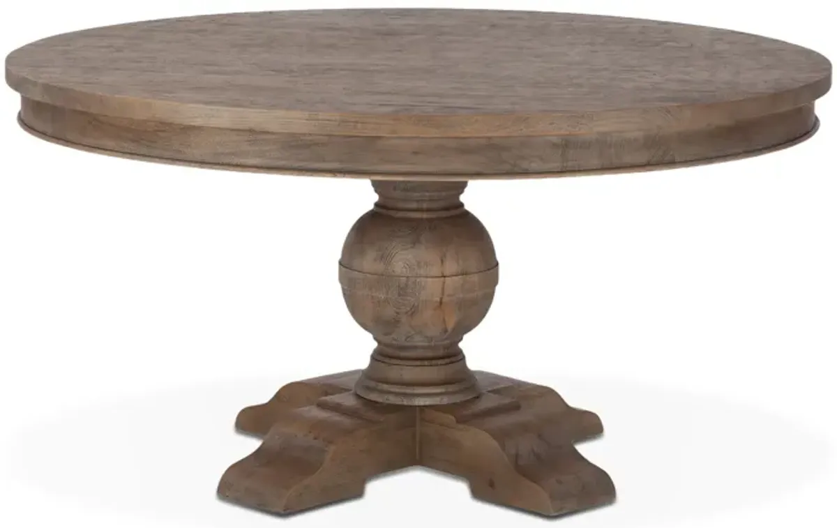 Home Trends Design Colonial Plantation 54" Round Dining Table in Weathered Teak Finish