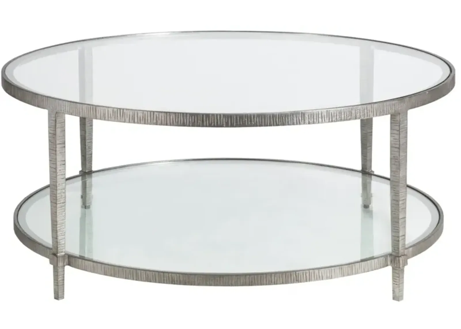 Artistica Home by Lexington Metal Designs Claret 42 Inch Round Metal Cocktail Table Silver Leaf/Clear