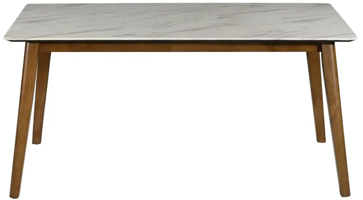 Everett Rectangular 63 Inch Faux Marble Dining Table White