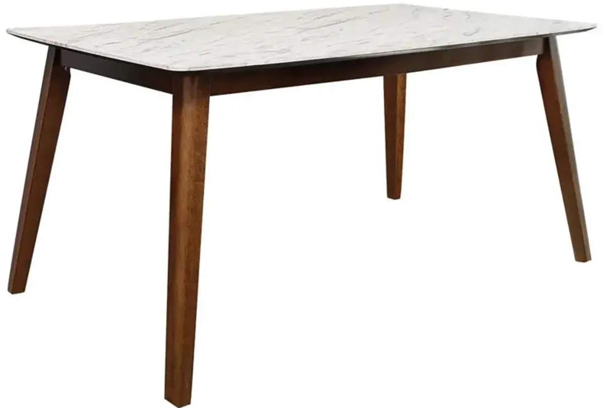 Everett Rectangular 63 Inch Faux Marble Dining Table White