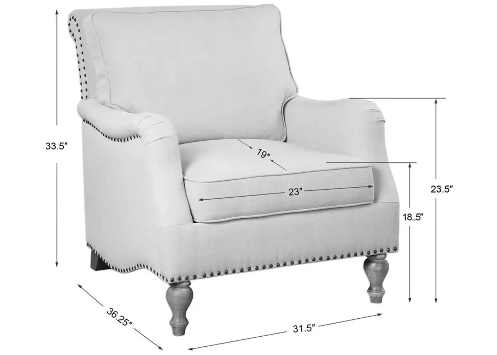 Uttermost Armstead White English Arm Chair