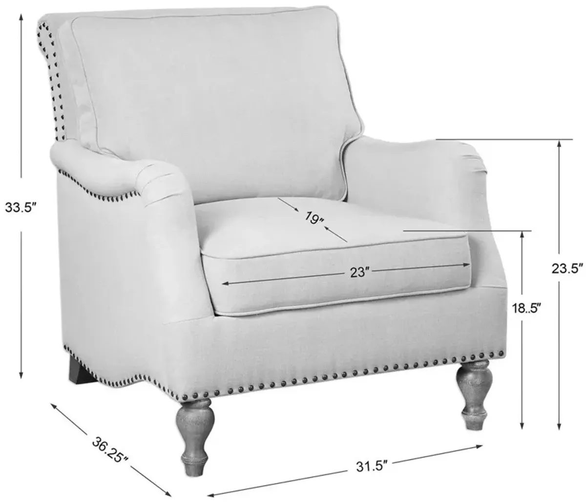 Uttermost Armstead White English Arm Chair