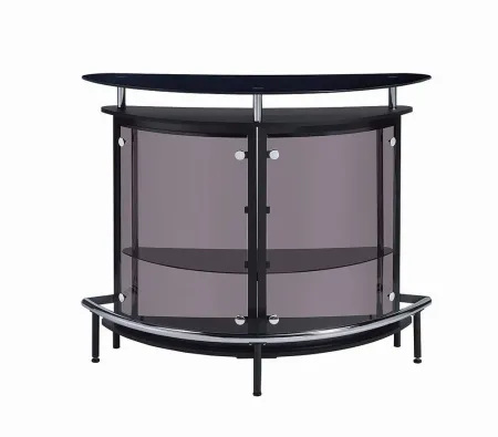 CONTEMPORARY BLACK BAR UNIT WITH TEMPERED GLASS