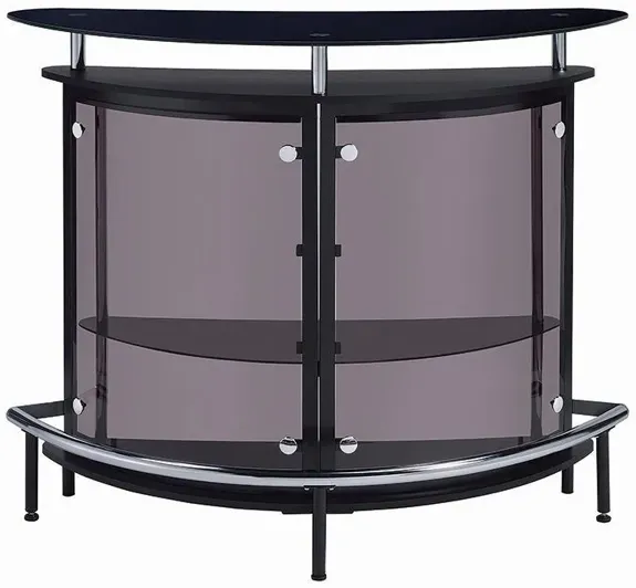 CONTEMPORARY BLACK BAR UNIT WITH TEMPERED GLASS