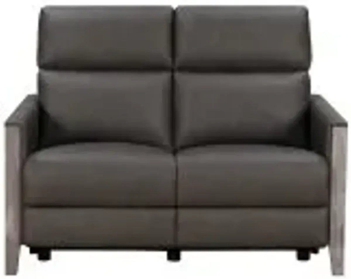 Barcalounger Hartman Dark Gray Power Reclining Leather Loveseat