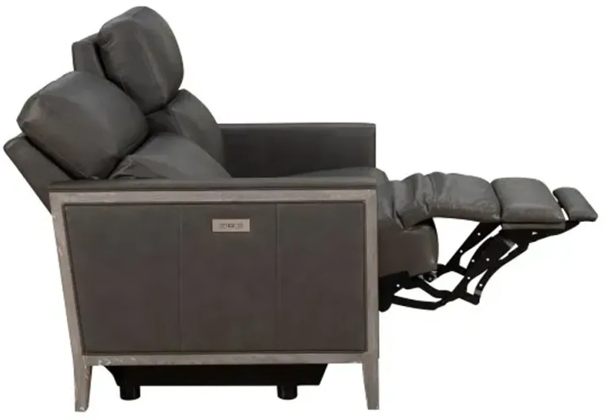 Barcalounger Hartman Dark Gray Power Reclining Leather Loveseat