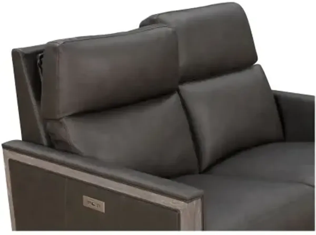 Barcalounger Hartman Dark Gray Power Reclining Leather Loveseat