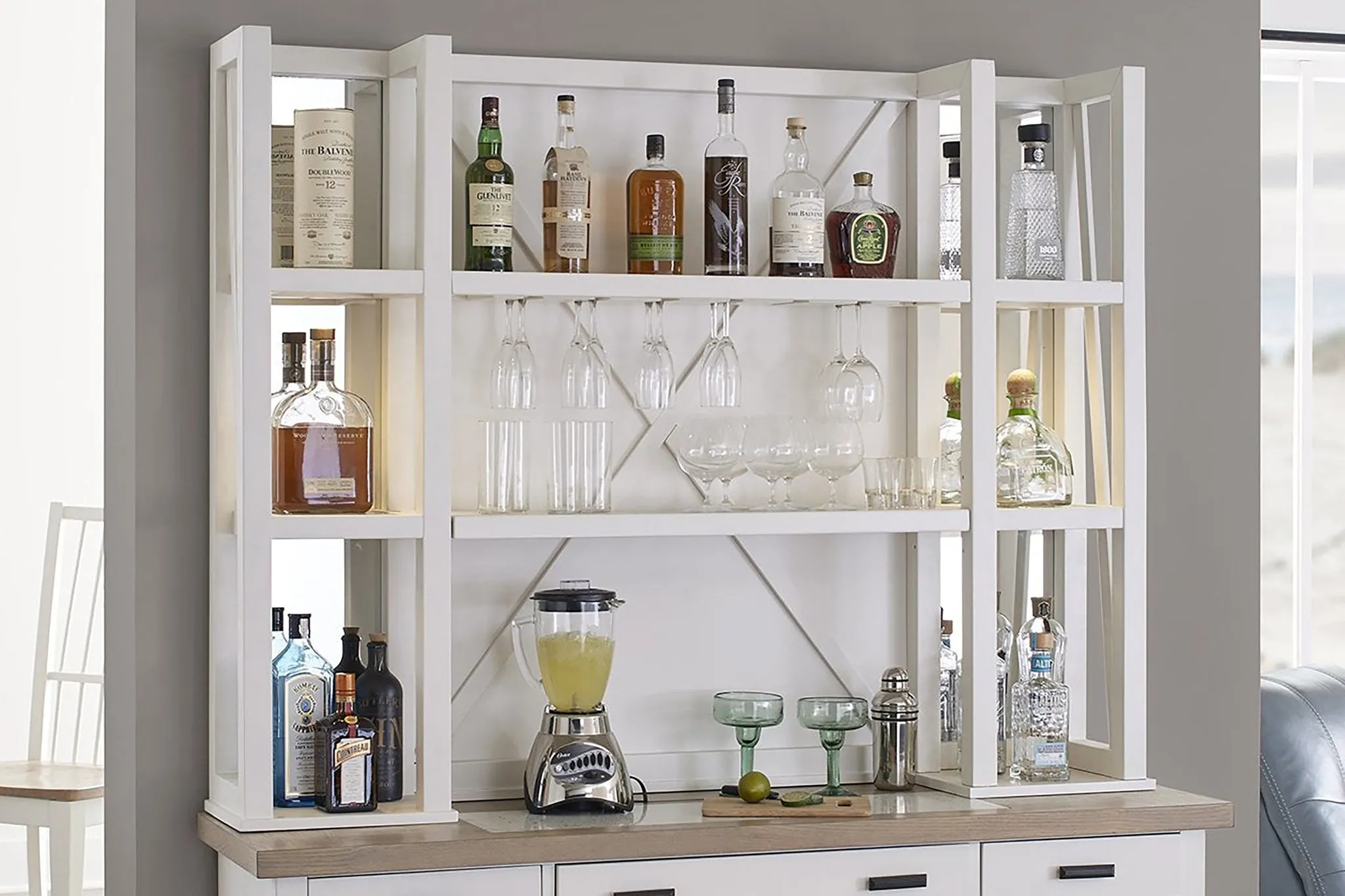 AMERICANA 64" BAR OPEN HUTCH - COTTON FINISH