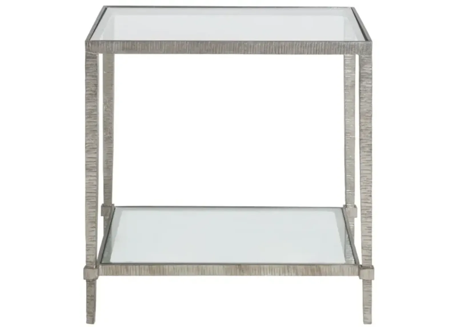 Artistica Home by Lexington Metal Designs Claret 24 Inch Rectangular Metal End Table Silver Leaf/Clear