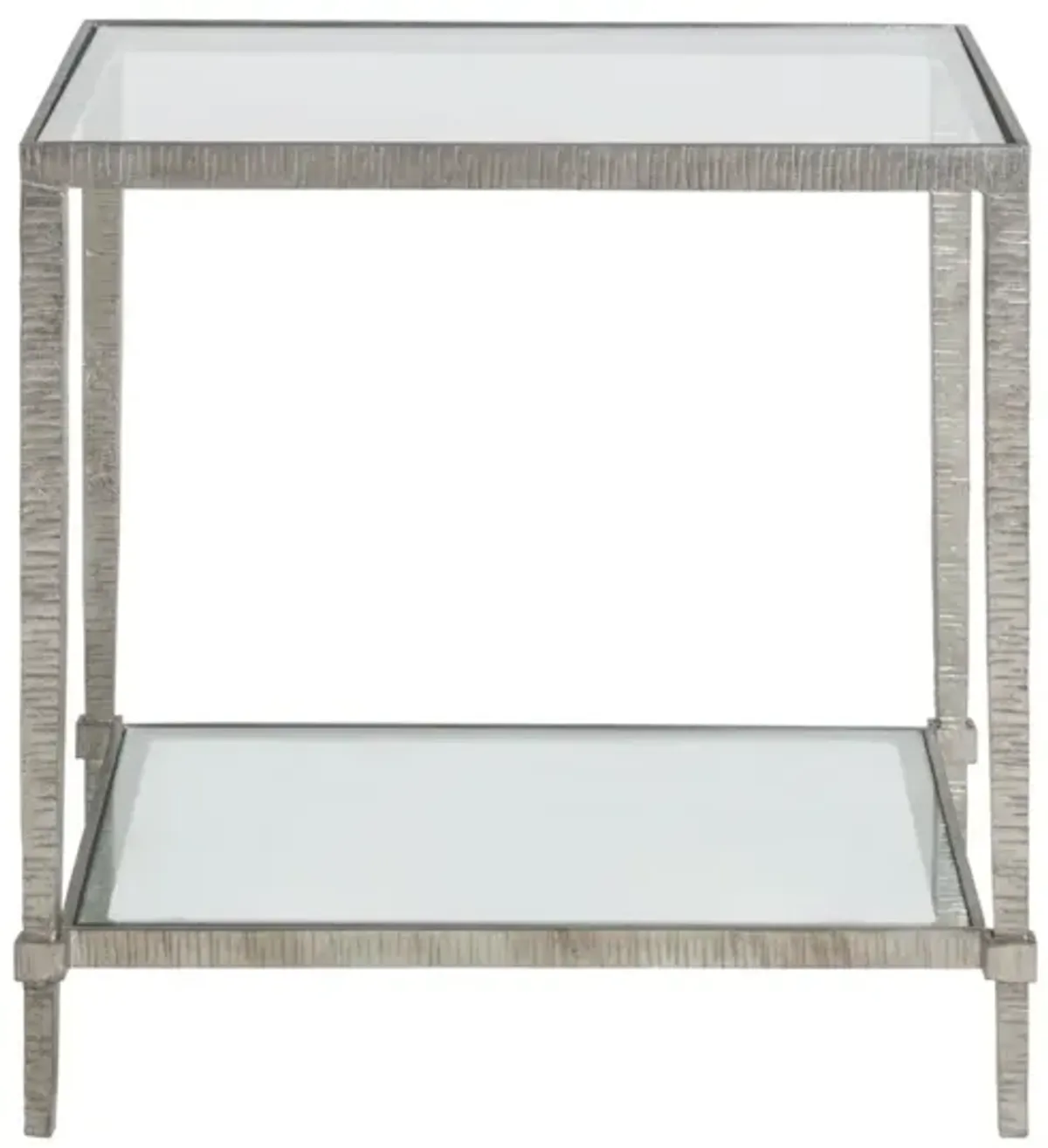 Artistica Home by Lexington Metal Designs Claret 24 Inch Rectangular Metal End Table Silver Leaf/Clear