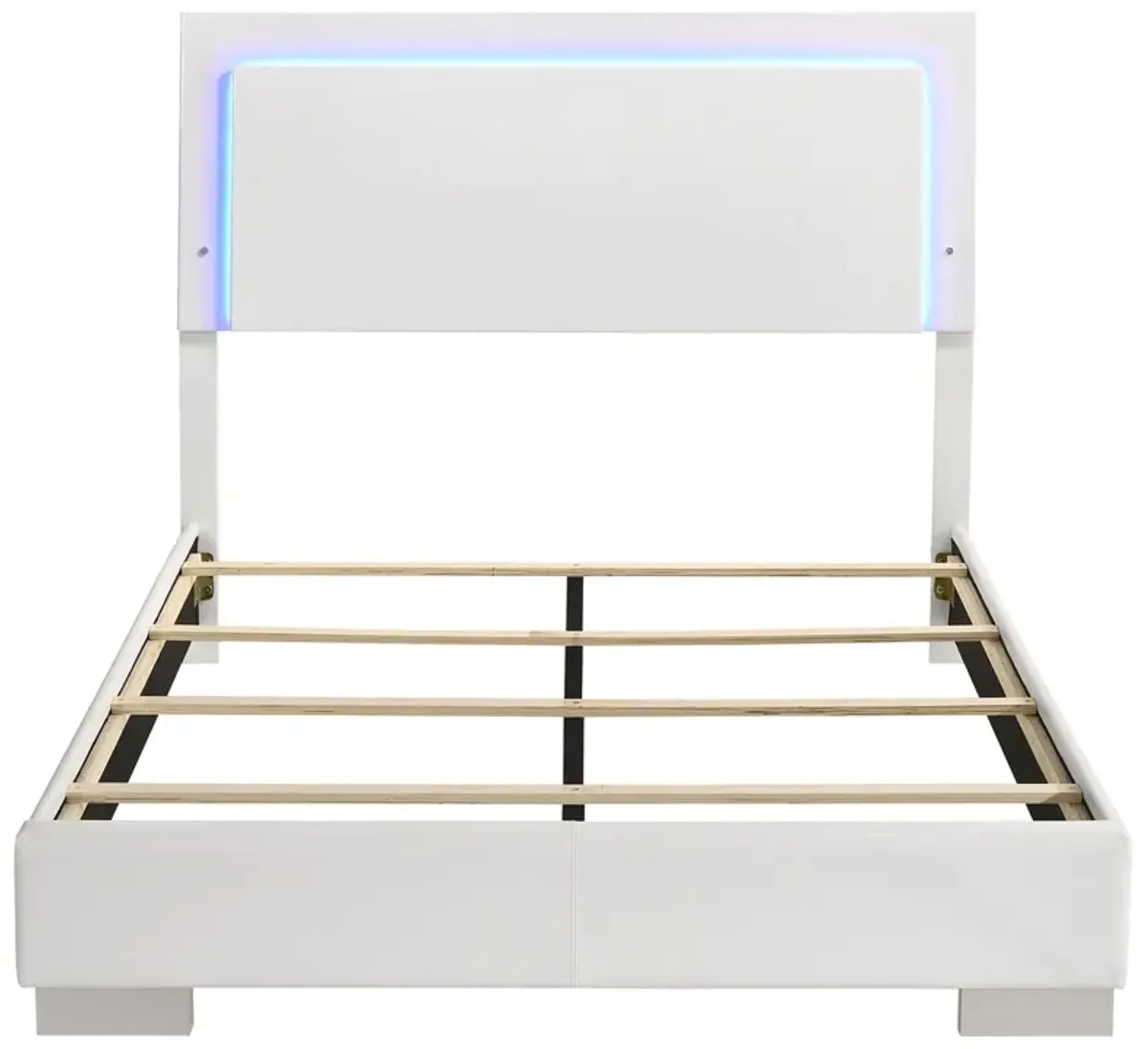 Coaster Felicity Wood Full Led Panel Bed White High Gloss