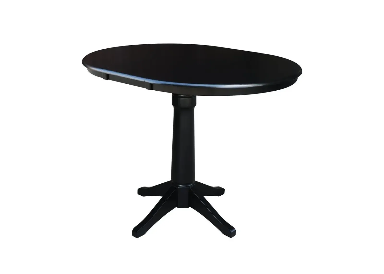 DINING ESSENTIALS 36 INCH EXTENSION TABLE WITH 36 INCH TRANSITIONAL PEDESTAL BASE IN BLACK