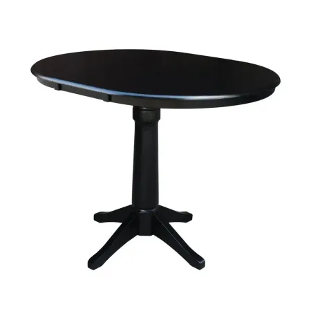 DINING ESSENTIALS 36 INCH EXTENSION TABLE WITH 36 INCH TRANSITIONAL PEDESTAL BASE IN BLACK