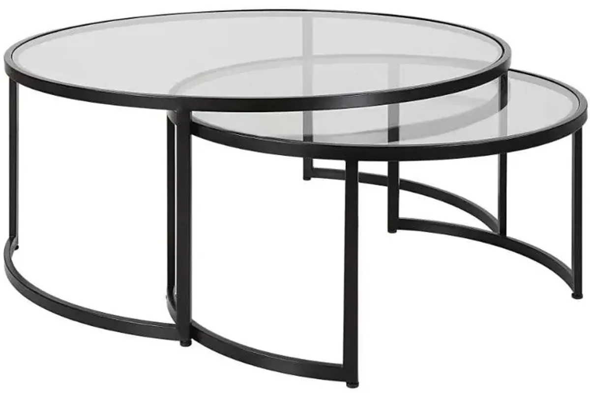 Uttermost Rhea 2-Piece Black Nesting Coffee Table Set