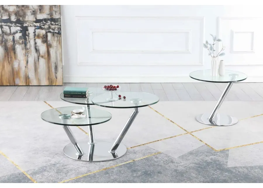 CONTEMPORARY TRIPLE SURFACE COCKTAIL TABLE