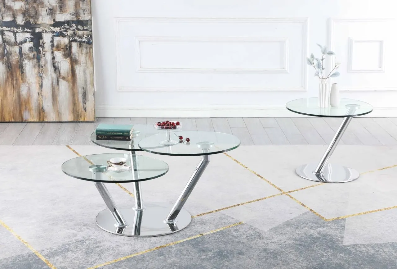CONTEMPORARY TRIPLE SURFACE COCKTAIL TABLE