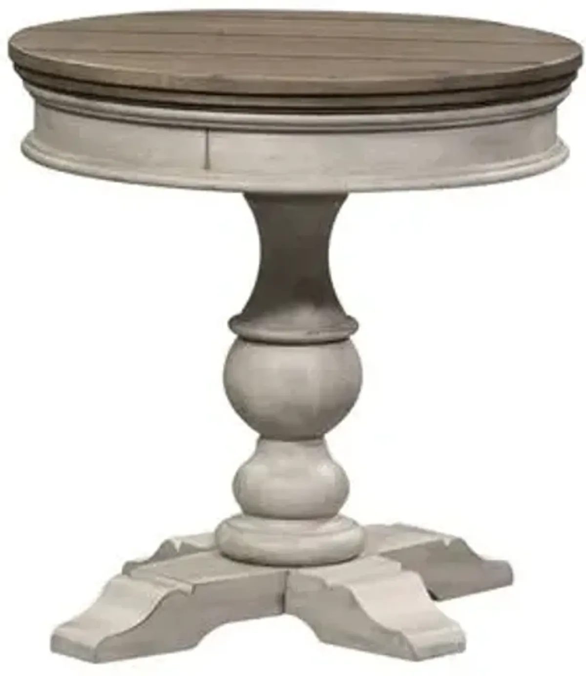 Liberty Furniture Heartland Antique White Pedestal Chairside Table